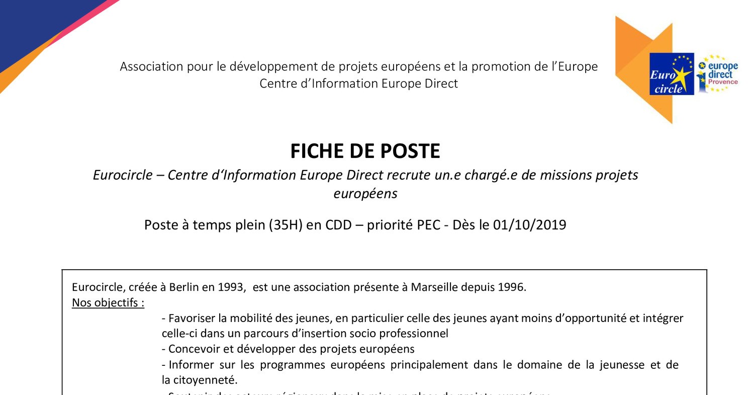 Fiche De Poste Charg De Mission Projets Europ Ens Eurocircle Pdf Docdroid