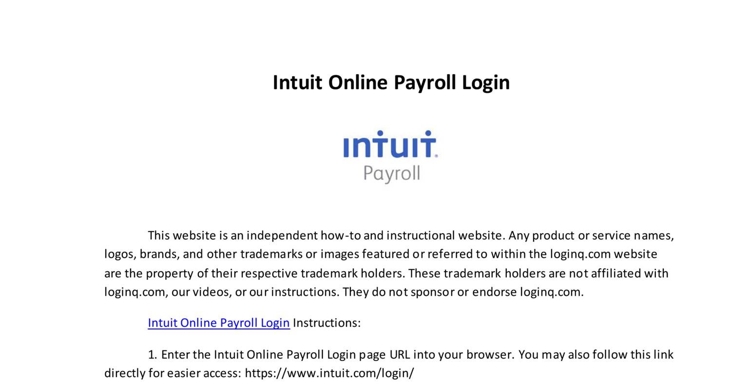 payroll intuit online login
