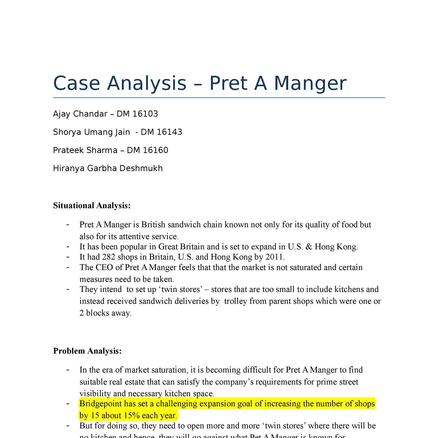 pret a manger case study pdf