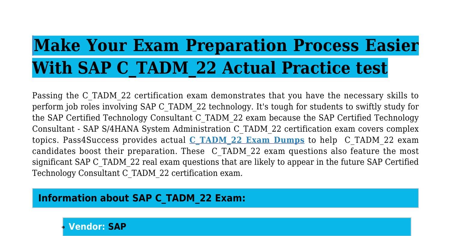 C-TADM-22 Exam Registration