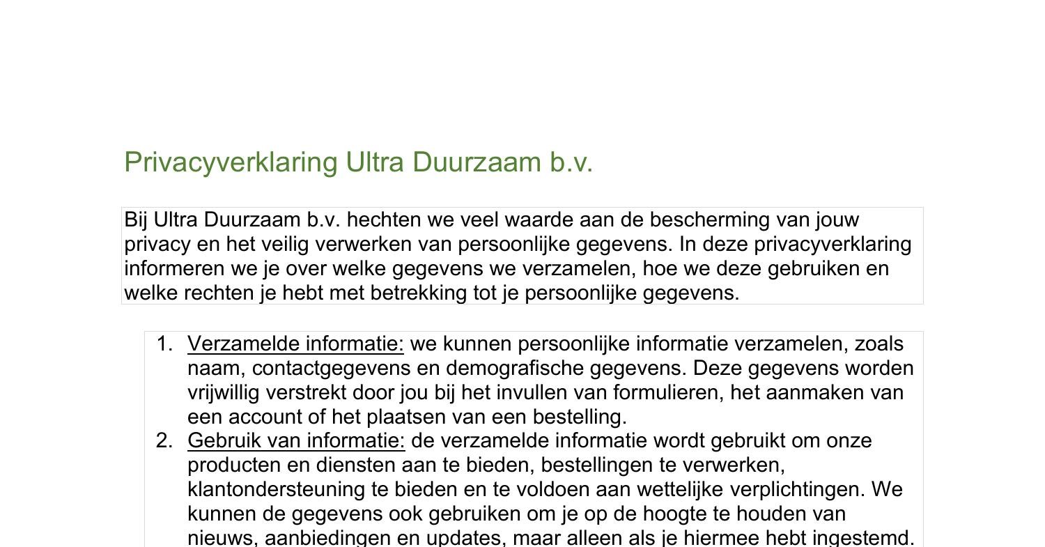 Privacyverklaring Ultra Duurzaam B.v..pdf | DocDroid