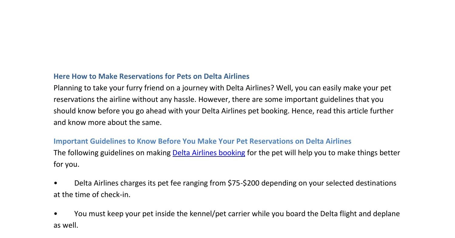 Here How to Make Reservations for Pets on Delta Airlines.docx | DocDroid