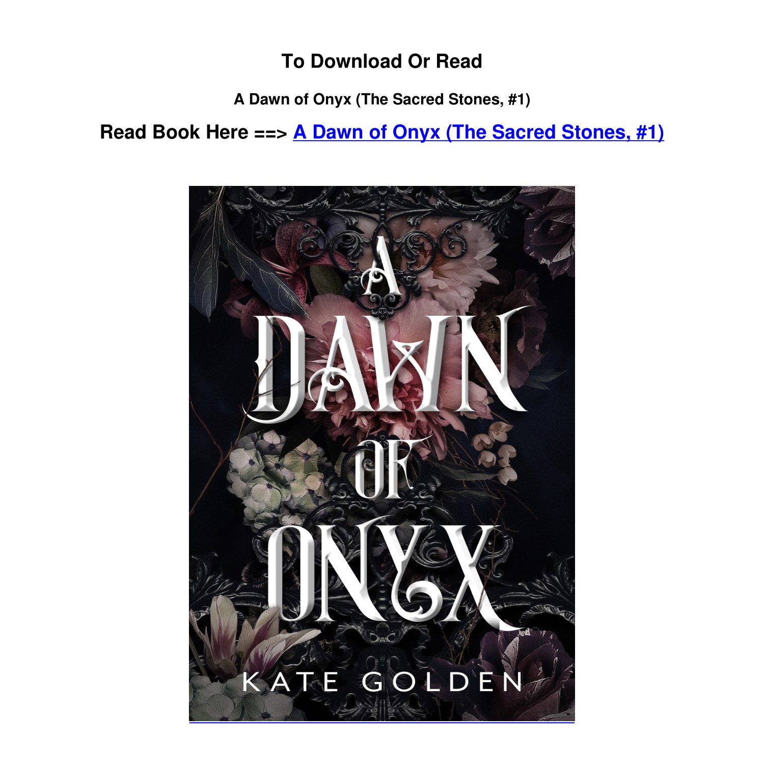 DOWNLOAD EPUB A Dawn Of Onyx The Sacred Stones 1 BY Kate Golden.pdf ...