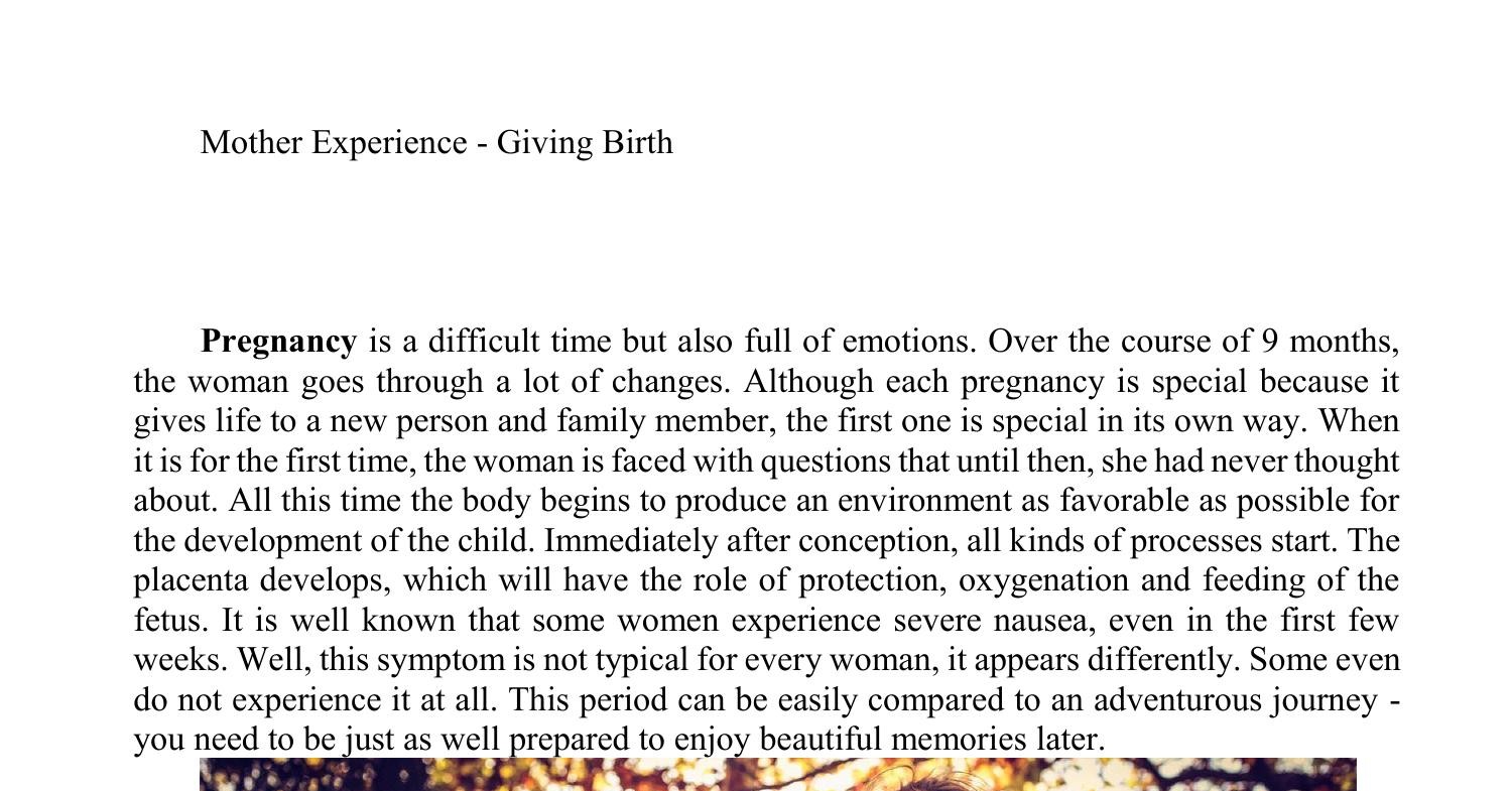 essay about mother giving birth