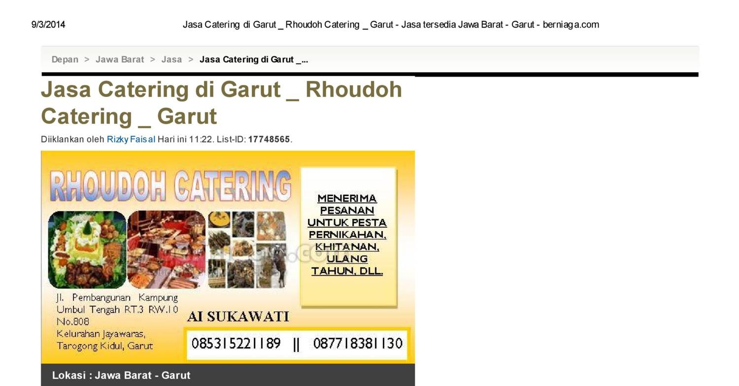 Jasa Catering Garut 08531221189 08771383130 Rhoudoh