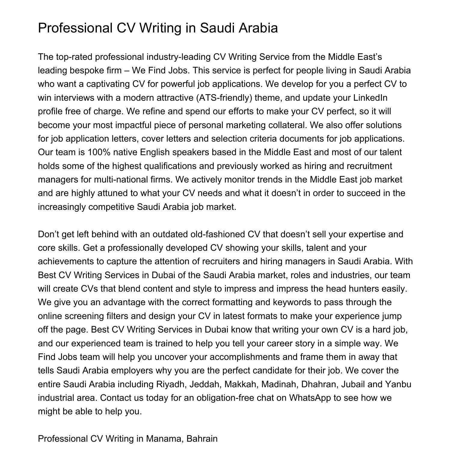 cv writing services saudi arabia