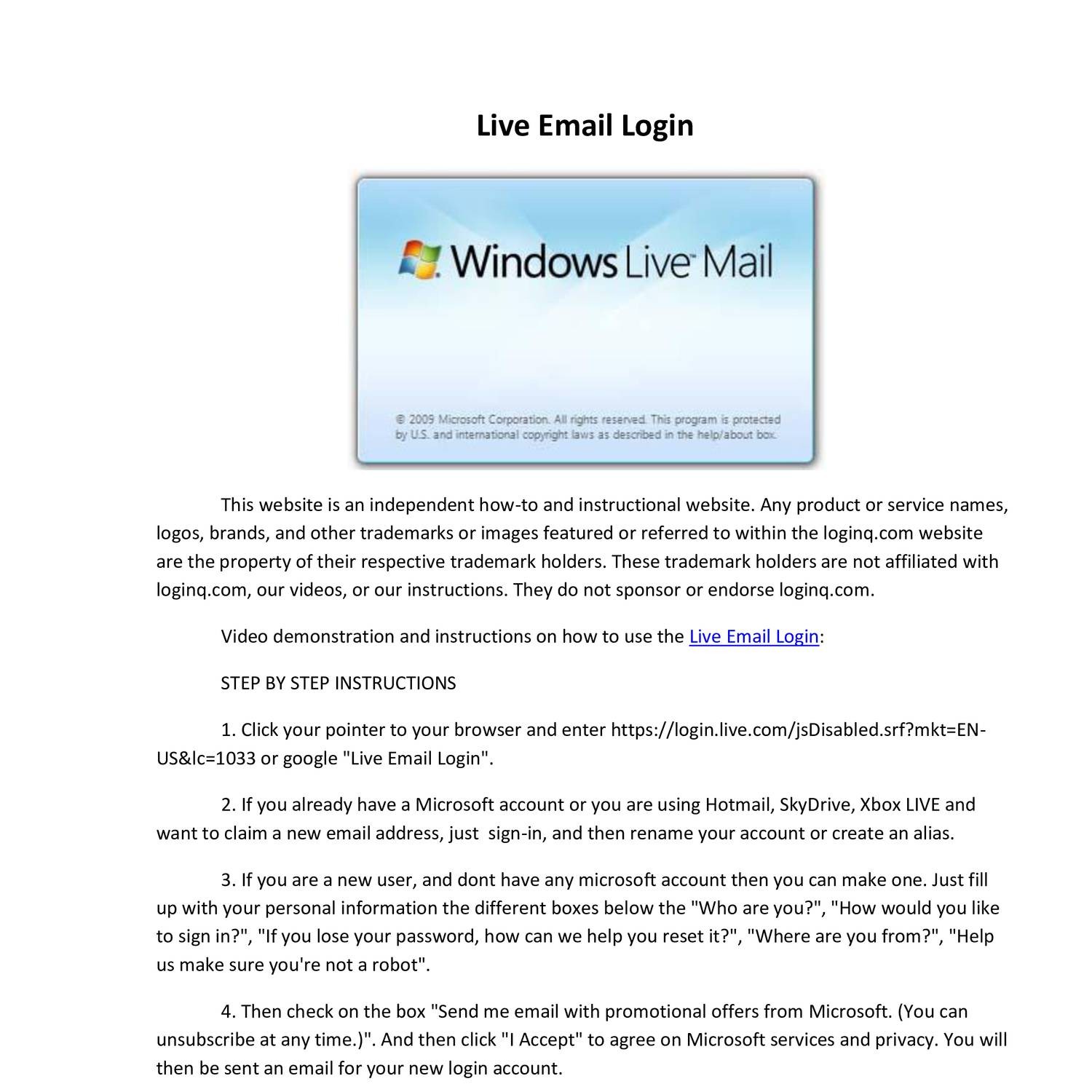 email login live.de