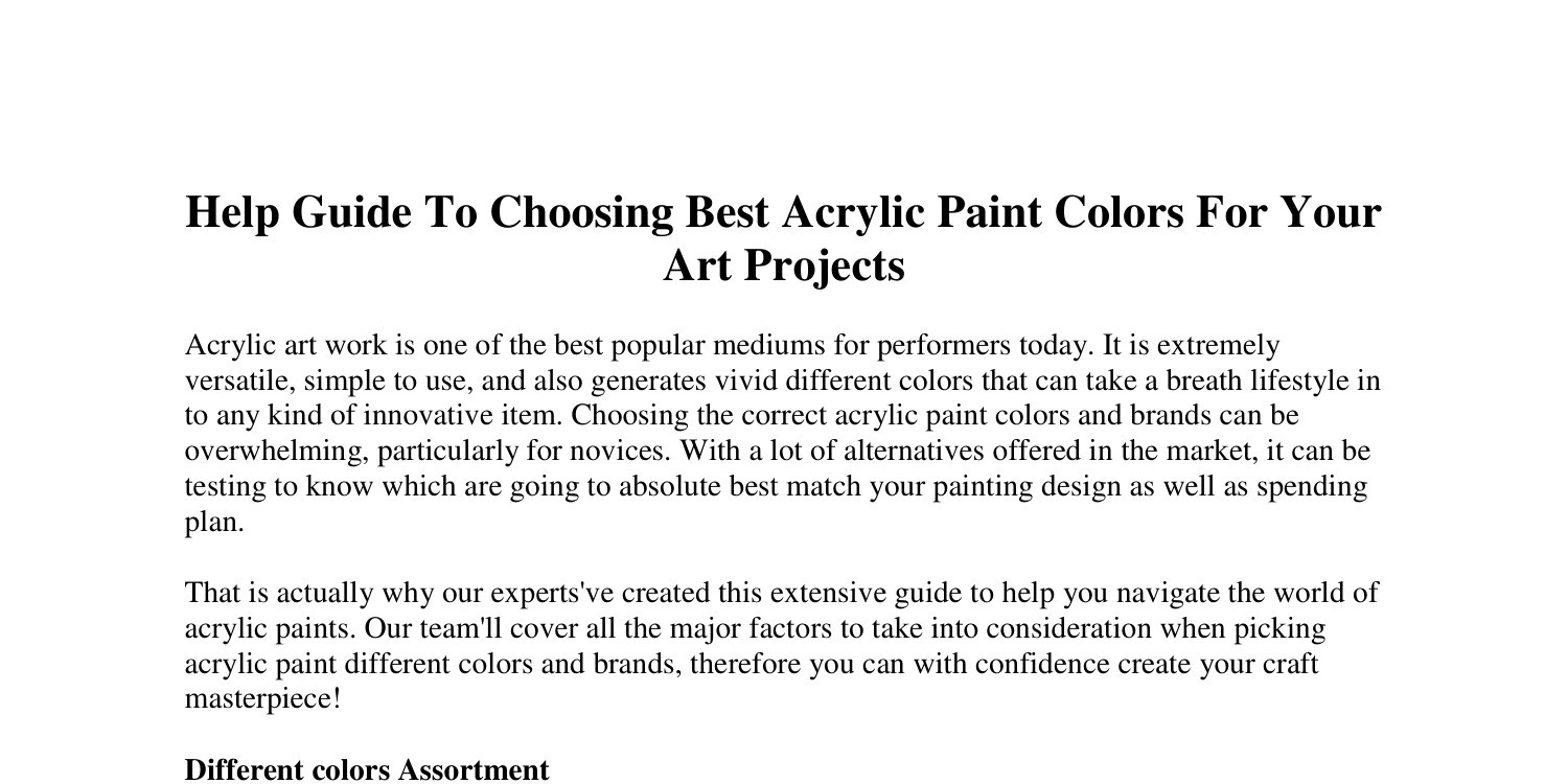 How to Choose the Right Acrylic Paint for Your Craft Project