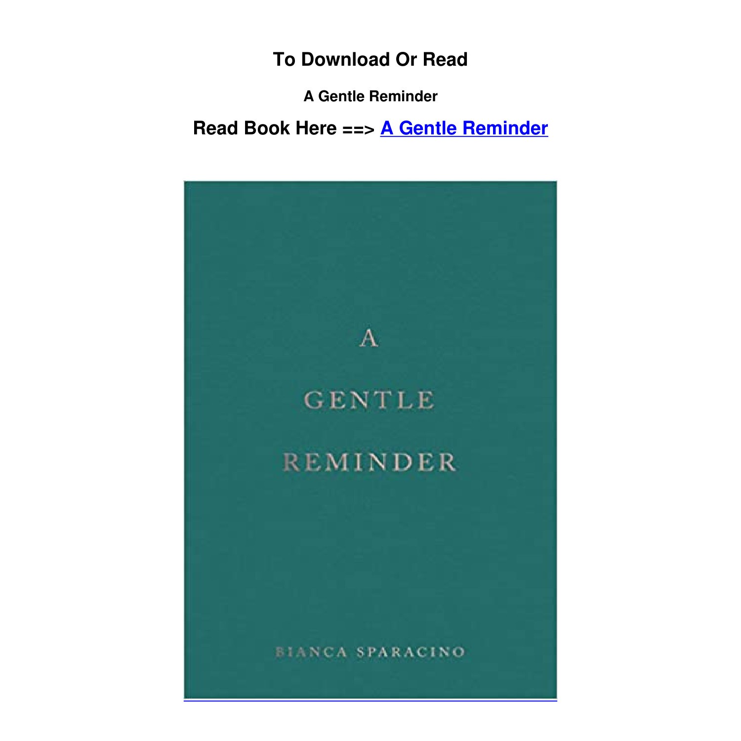 Epub Download A Gentle Reminder By Bianca Sparacino Pdf Docdroid