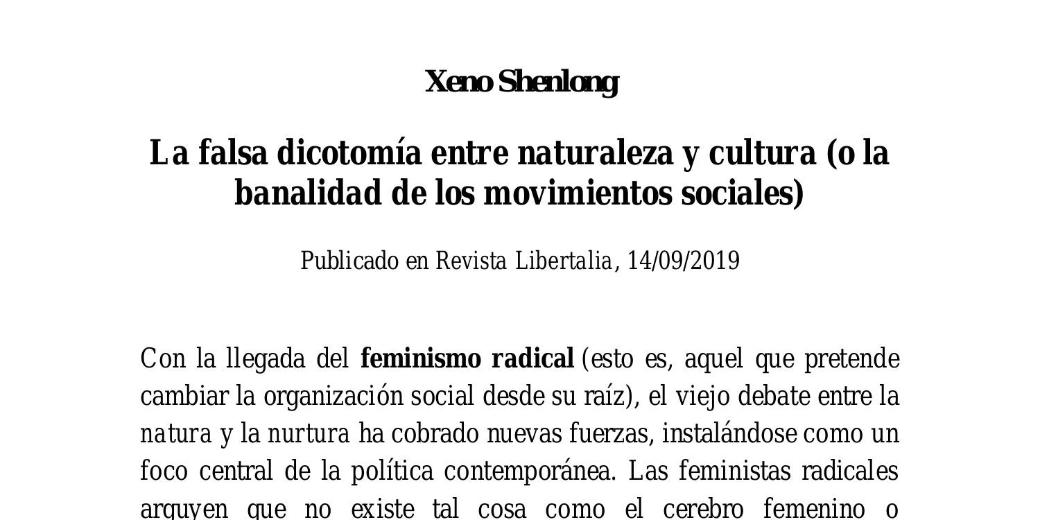 Xeno Shenlong - La falsa dicotomía entre naturaleza y cultura (2019).pdf |  DocDroid