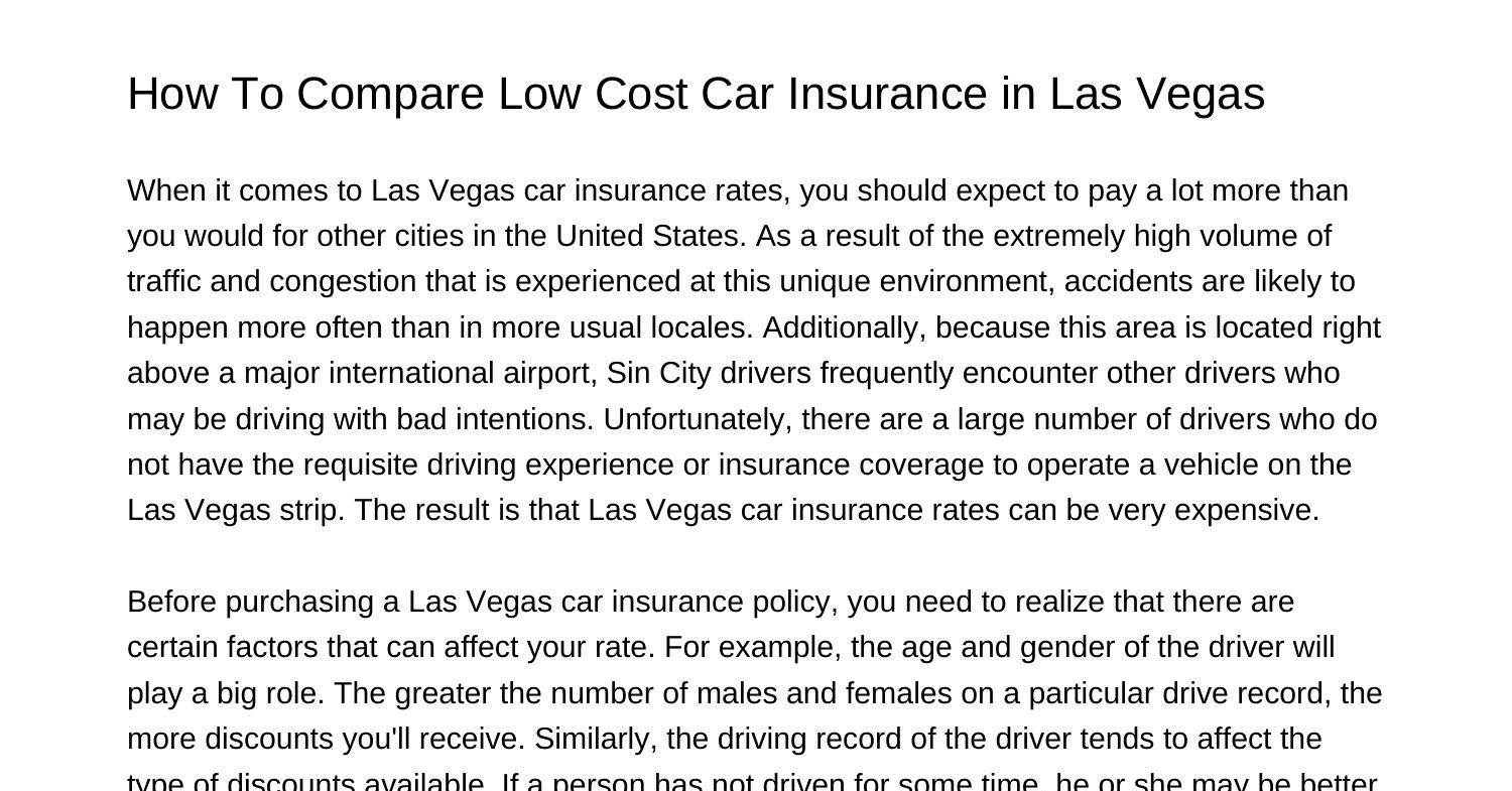 How To Compare Low Cost Car Insurance in Las Vegastpcit.pdf.pdf | DocDroid