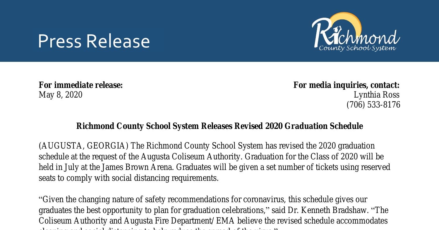 Richmond County School System Revises 2020 Graduation Schedule.pdf