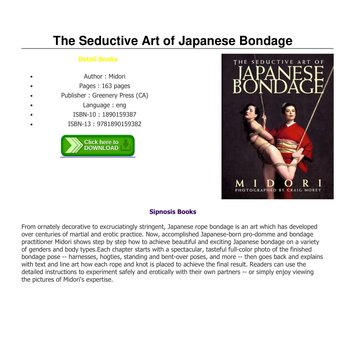Download Ebook The Seductive Art of Japanese Bondage Full Books By Midori.pdf