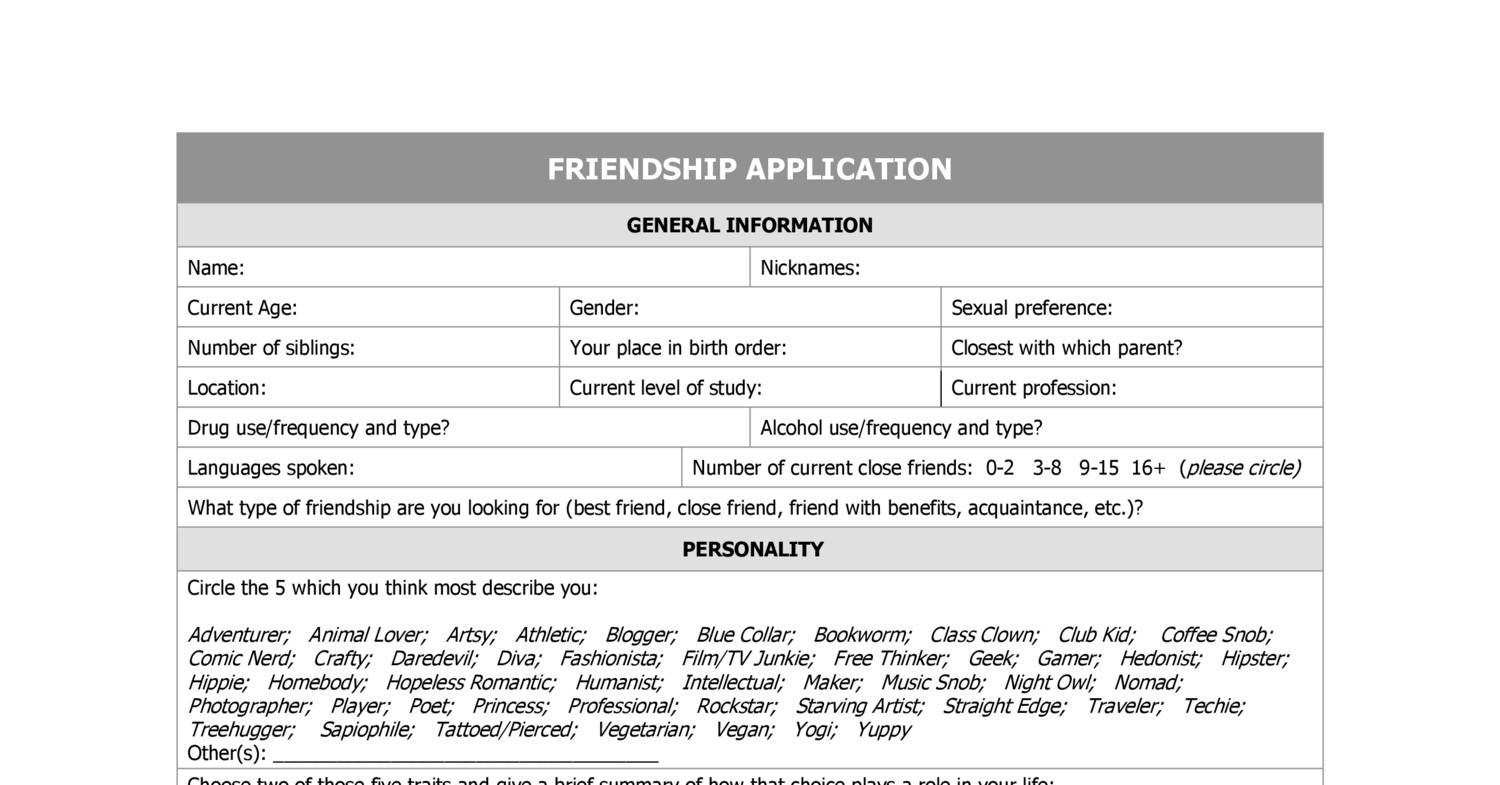 Friendship application form pdf DocDroid