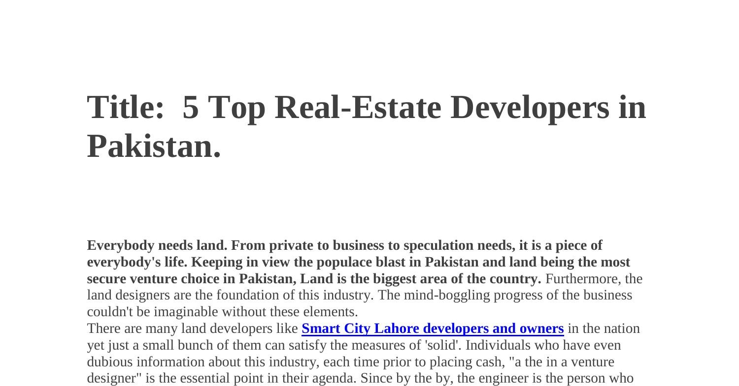 5 Top RealEstate Developers in Pakistan..pdf DocDroid