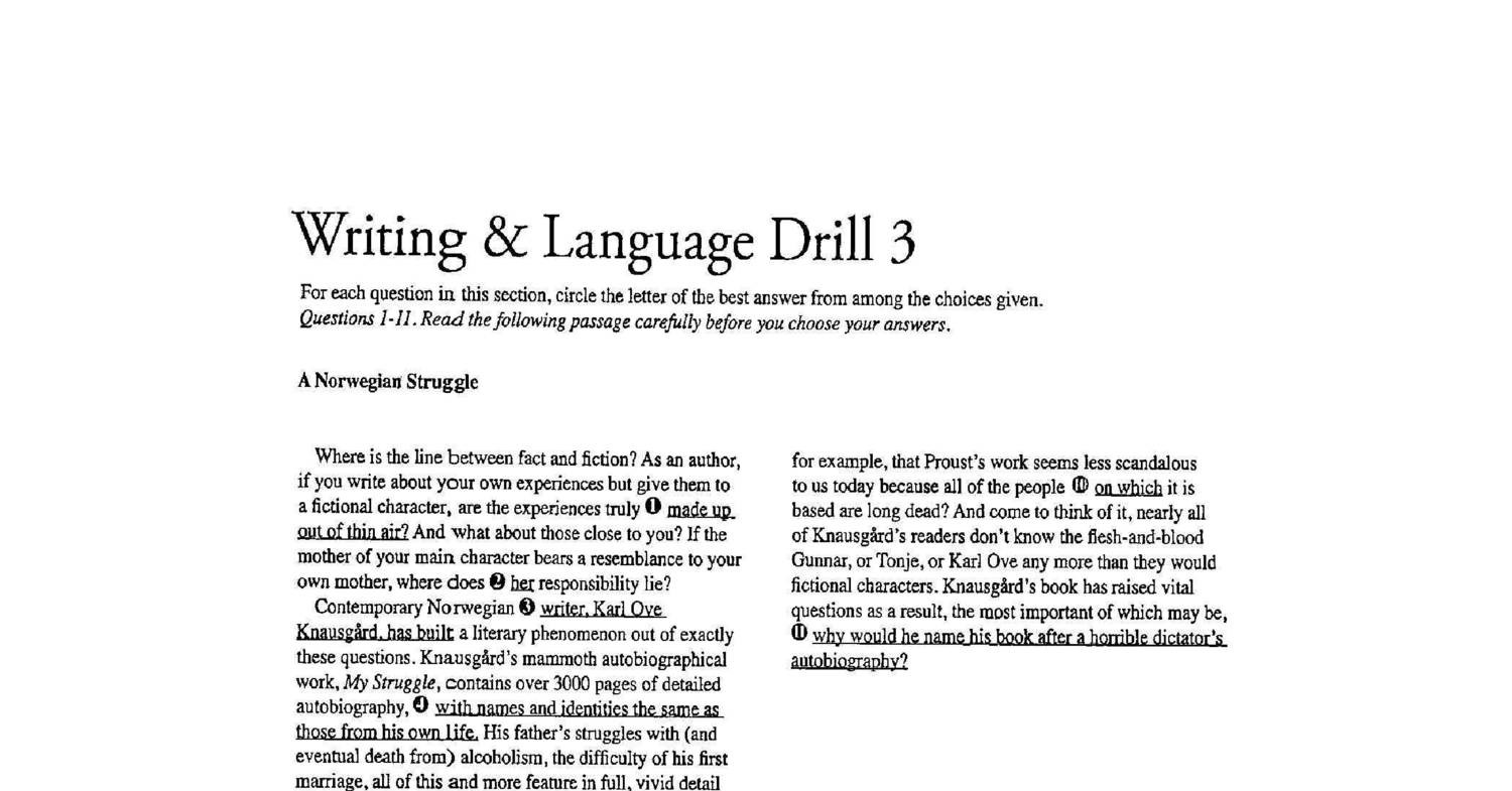 SAT Writing Language Practice Test 3 pdf DocDroid