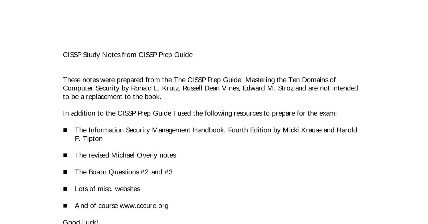 CISSP Study Notes .pdf | DocDroid