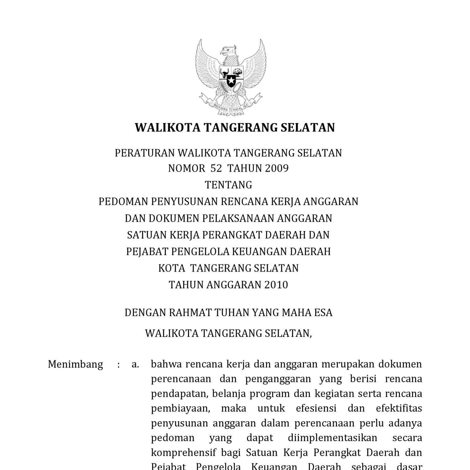 PEDOMAN PENYUSUNAN RENCANA KERJA ANGGARAN DAN DOKUMEN PELAKSANAAN