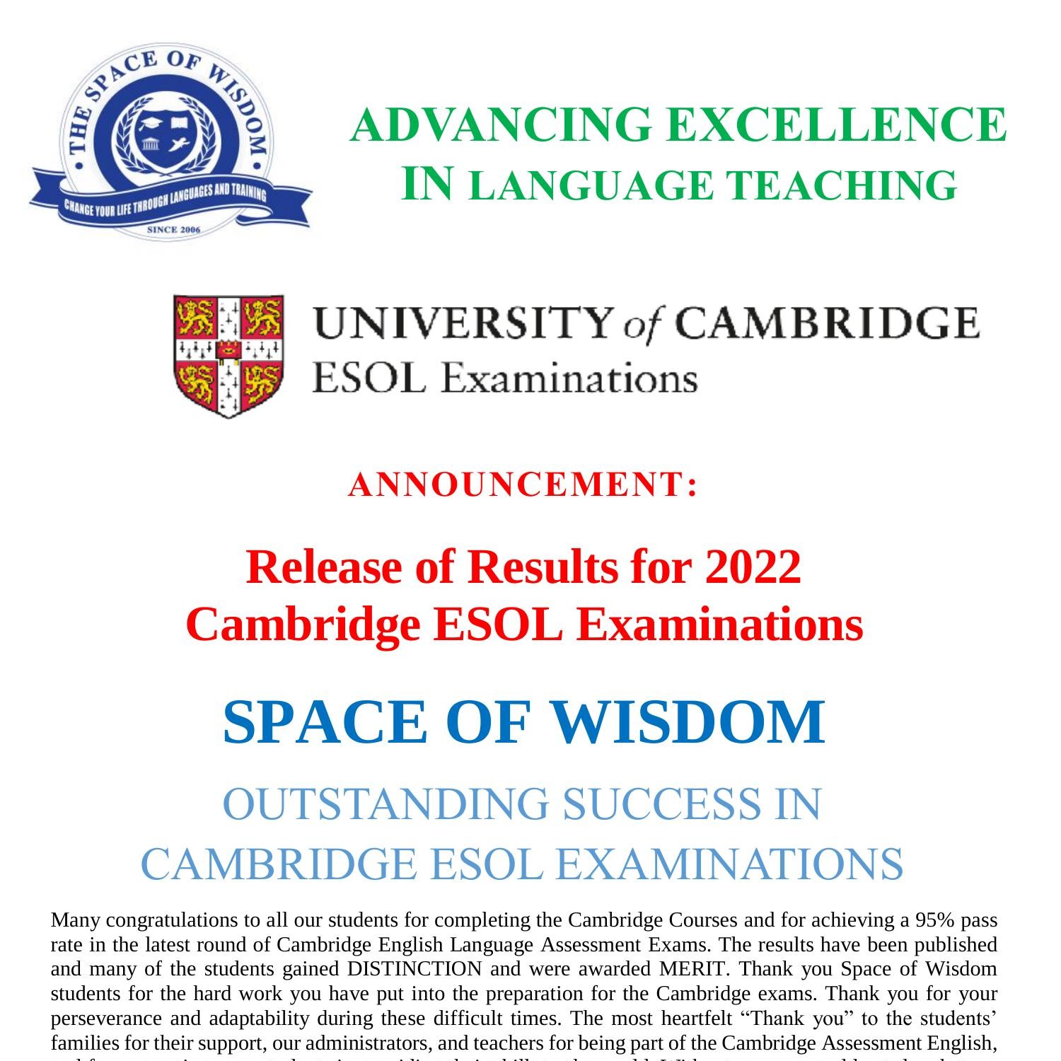 Cambridge exams' results 2022 the Space of Wisdom Sfax & Tunis.pdf
