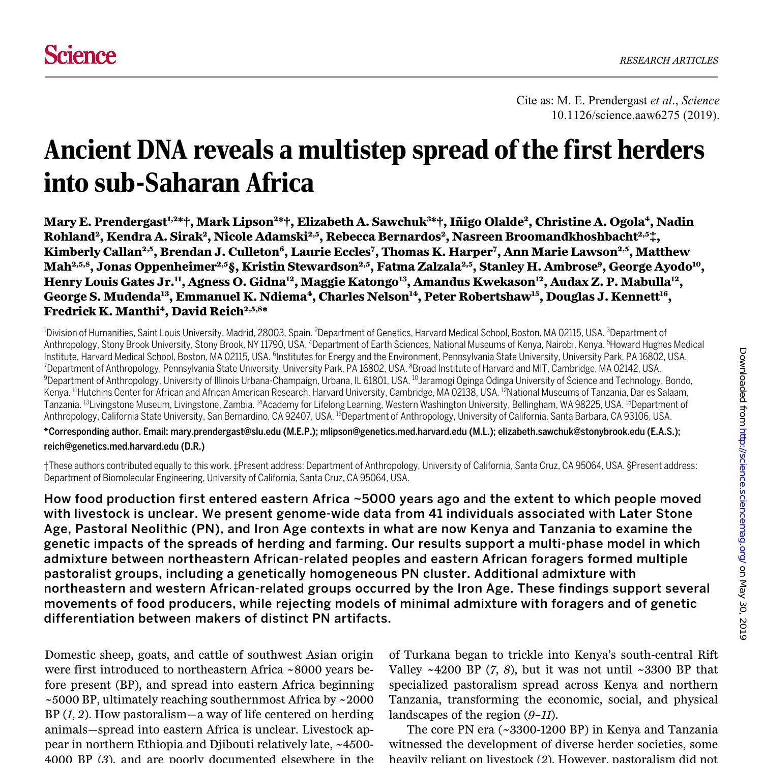 Ancient DNA reveals a multistep spread of the first herders into sub