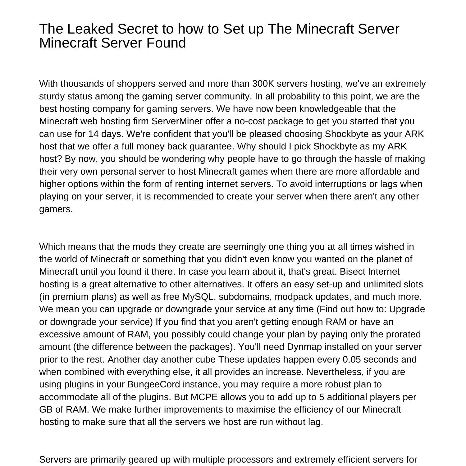 The Leaked Secret To How To Set Up The Minecraft Server Minecraft Server Foundzvhjgpdfpdf 