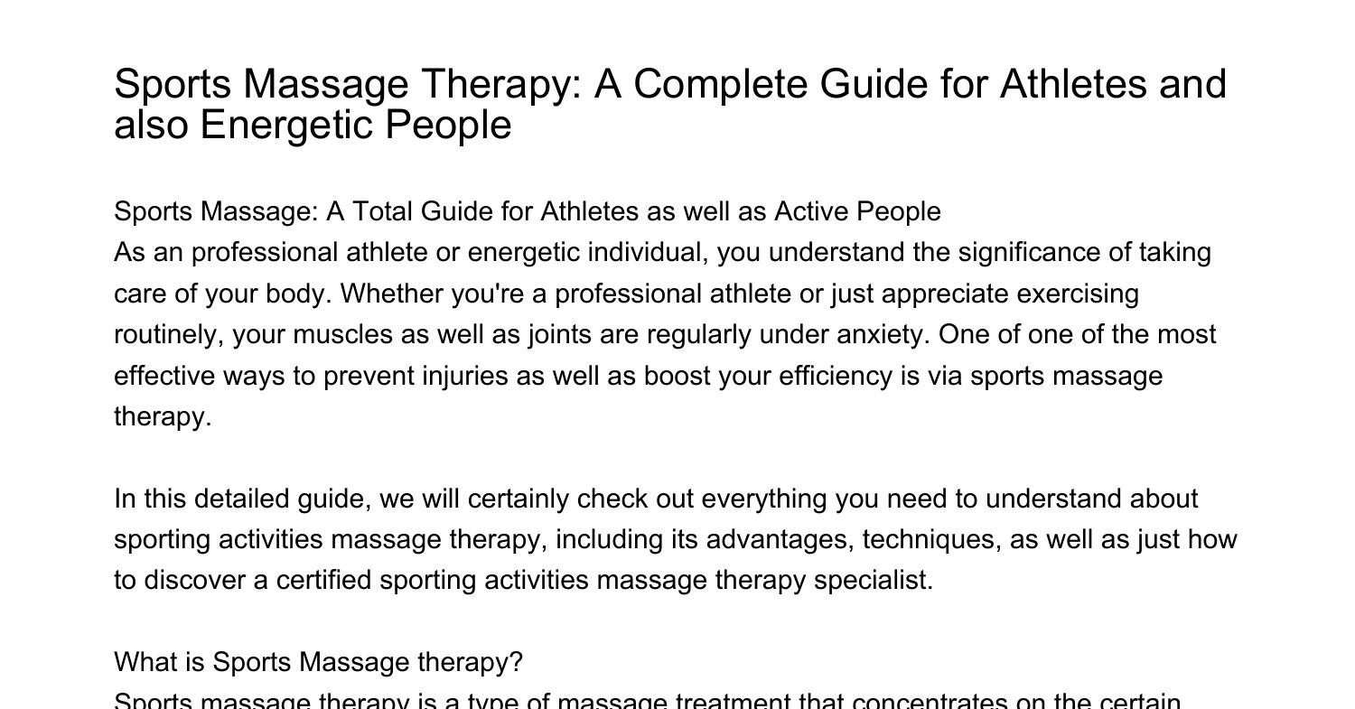 Sports Massage Therapy A Complete Guide For Athletes As Well As Energetic Individualsslonspdf 1013