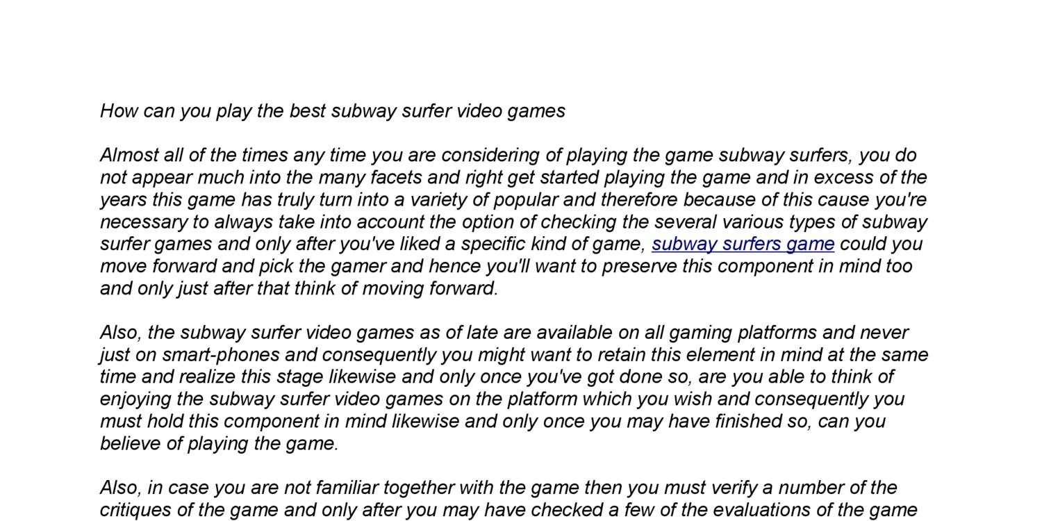 Free Subway Surfer Games by GameGab Free Online games - Issuu