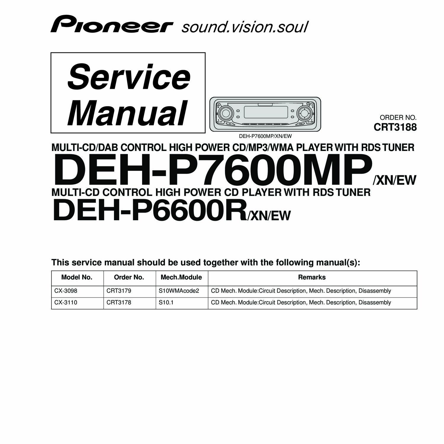 Deh 2210ub pioneer схема