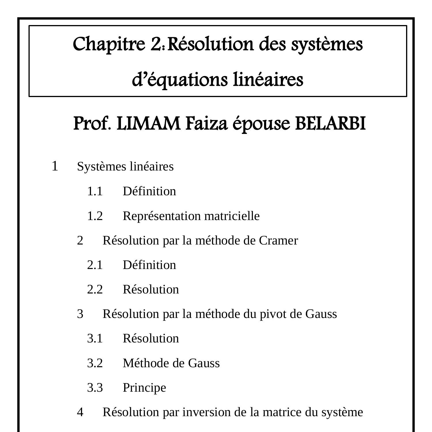 Chapitre R Solution Des Syst Mes D Quations Lin Aires Pdf Docdroid