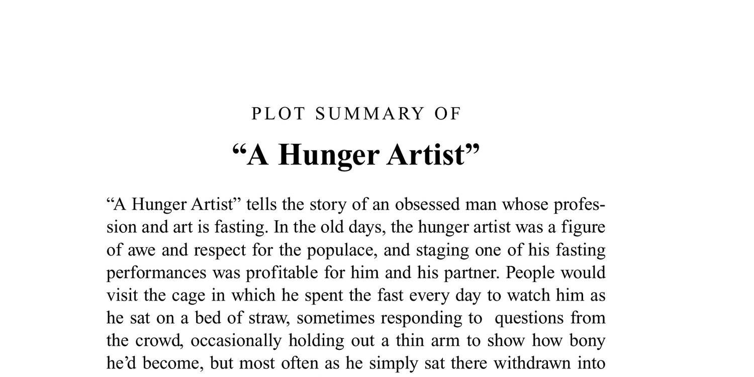 Plot - A Hunger Artist by Franz Kafka