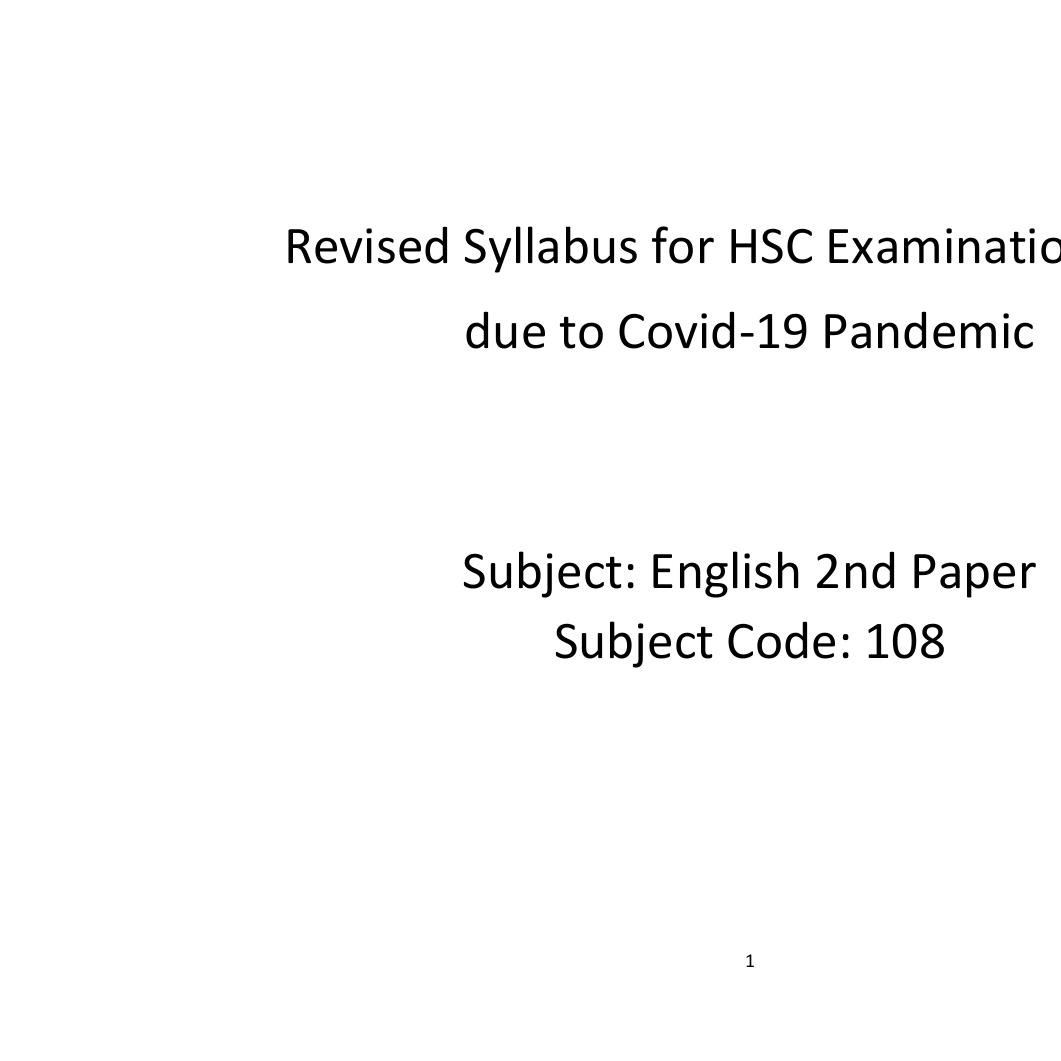 Hsc English 2nd Paper Full Syllabus