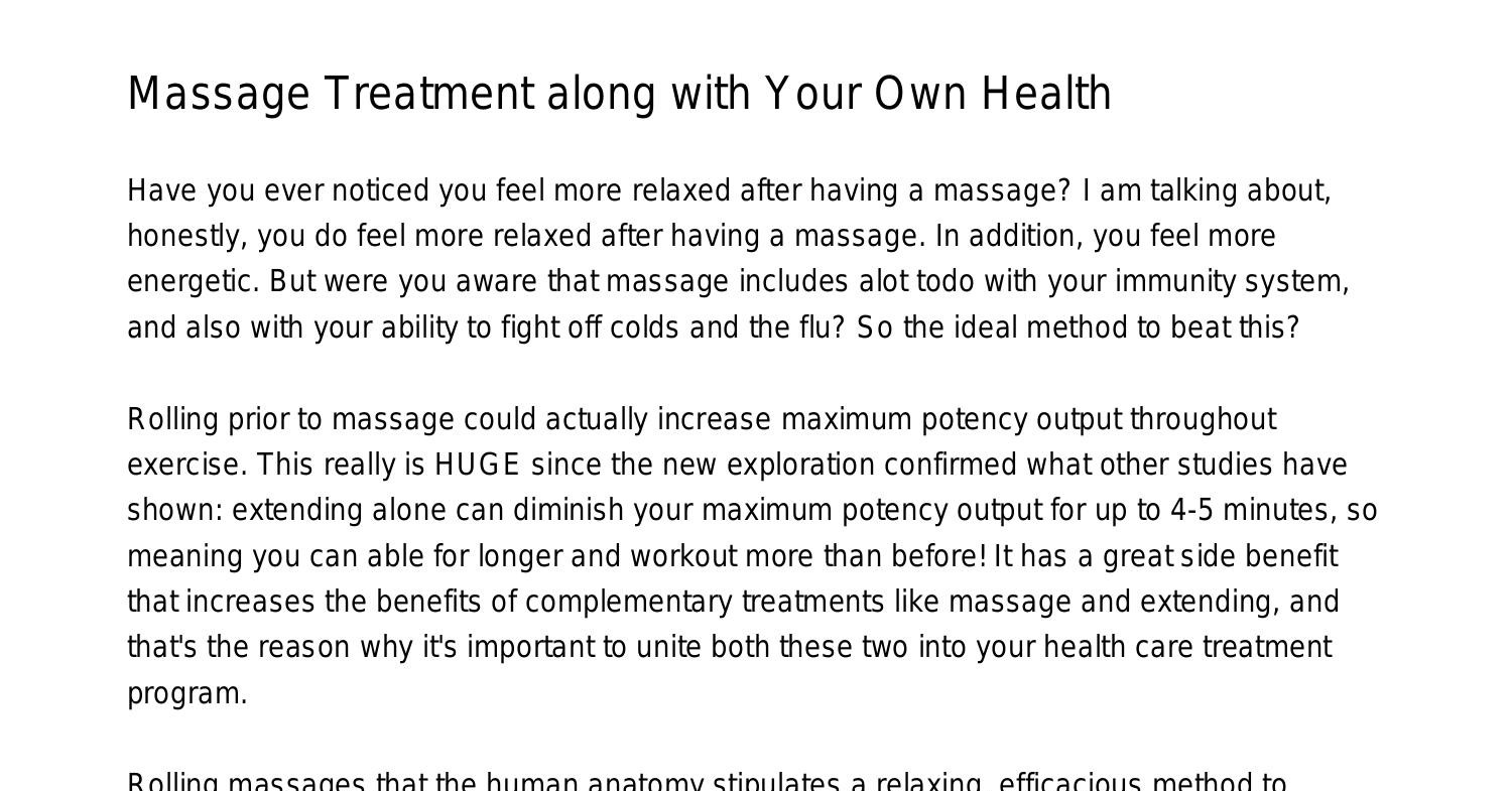 Massage Therapy And Your Own Healthetidtpdfpdf Docdroid