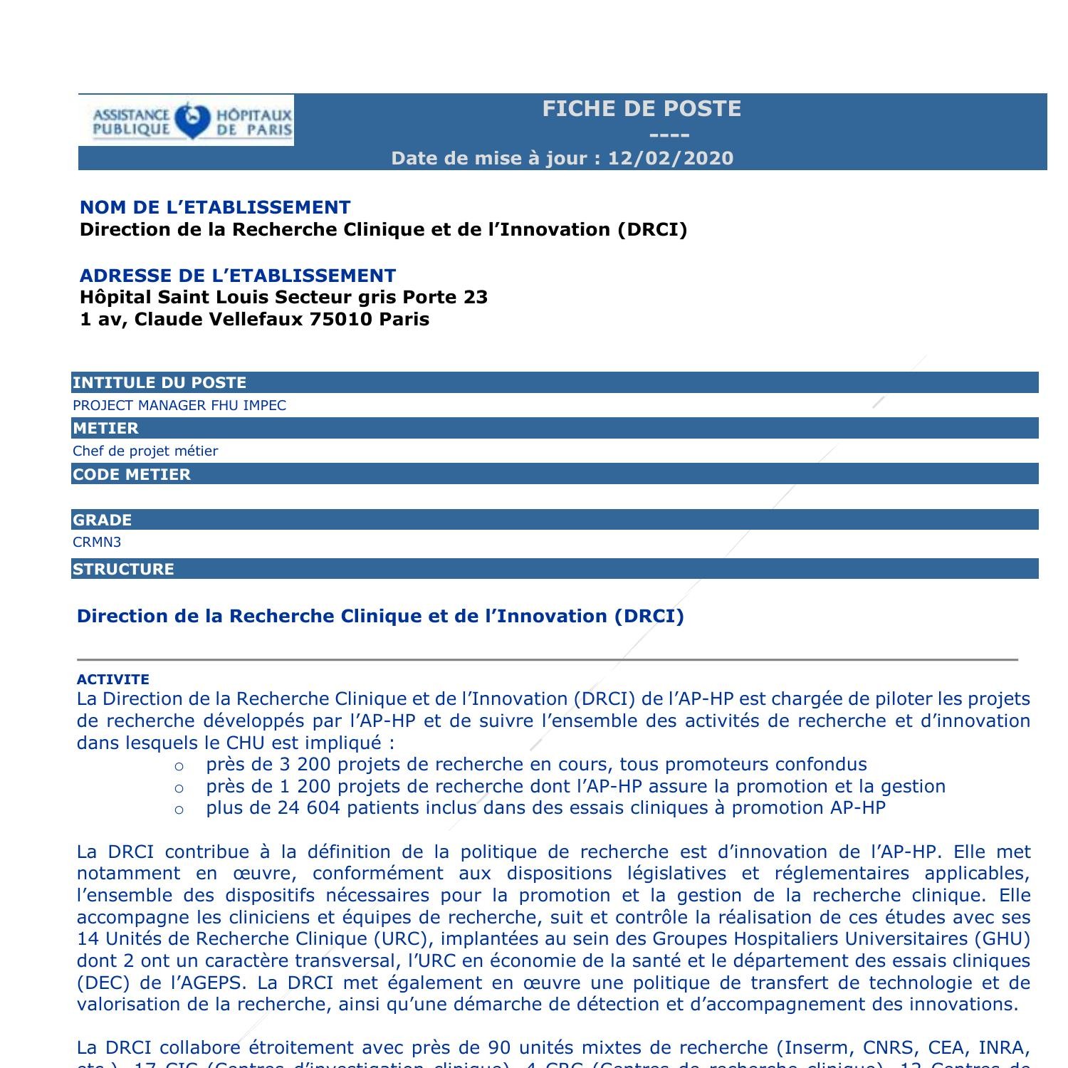 Fiche de poste_Project Manager FHU IMPEC.pdf  DocDroid