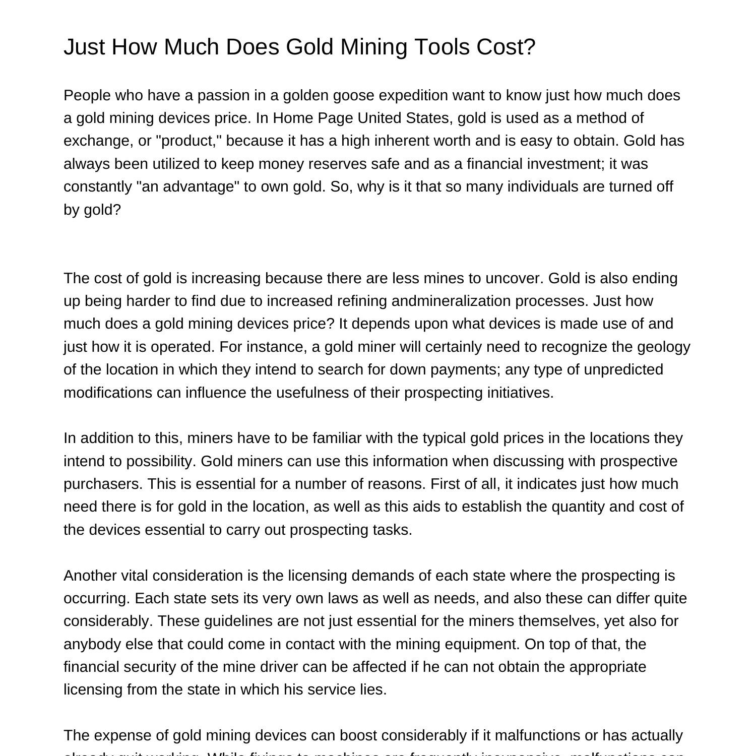 just-how-much-does-gold-mining-equipment-pricevemrh-pdf-pdf-docdroid