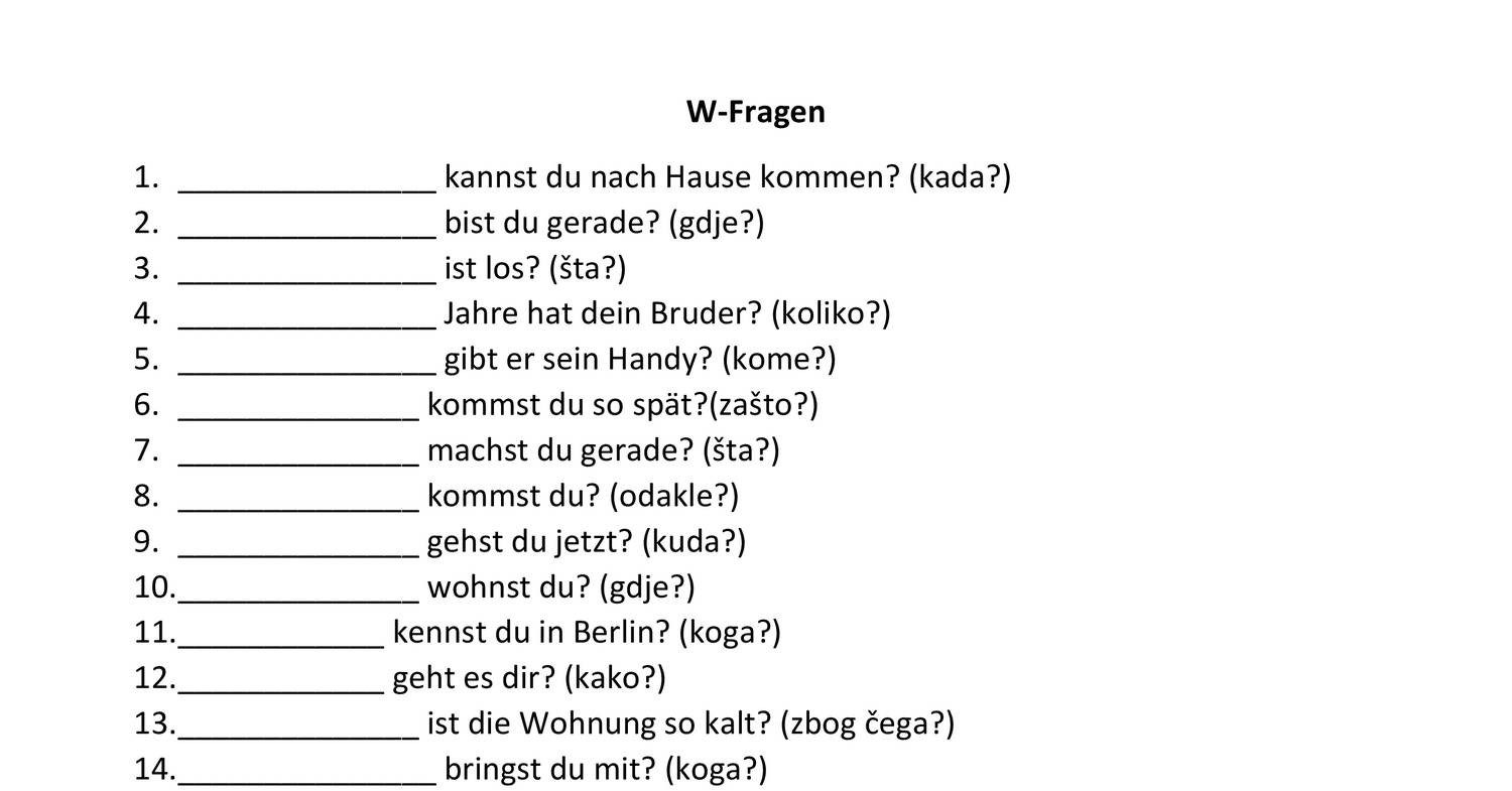 w fragen übungen mit lösungen