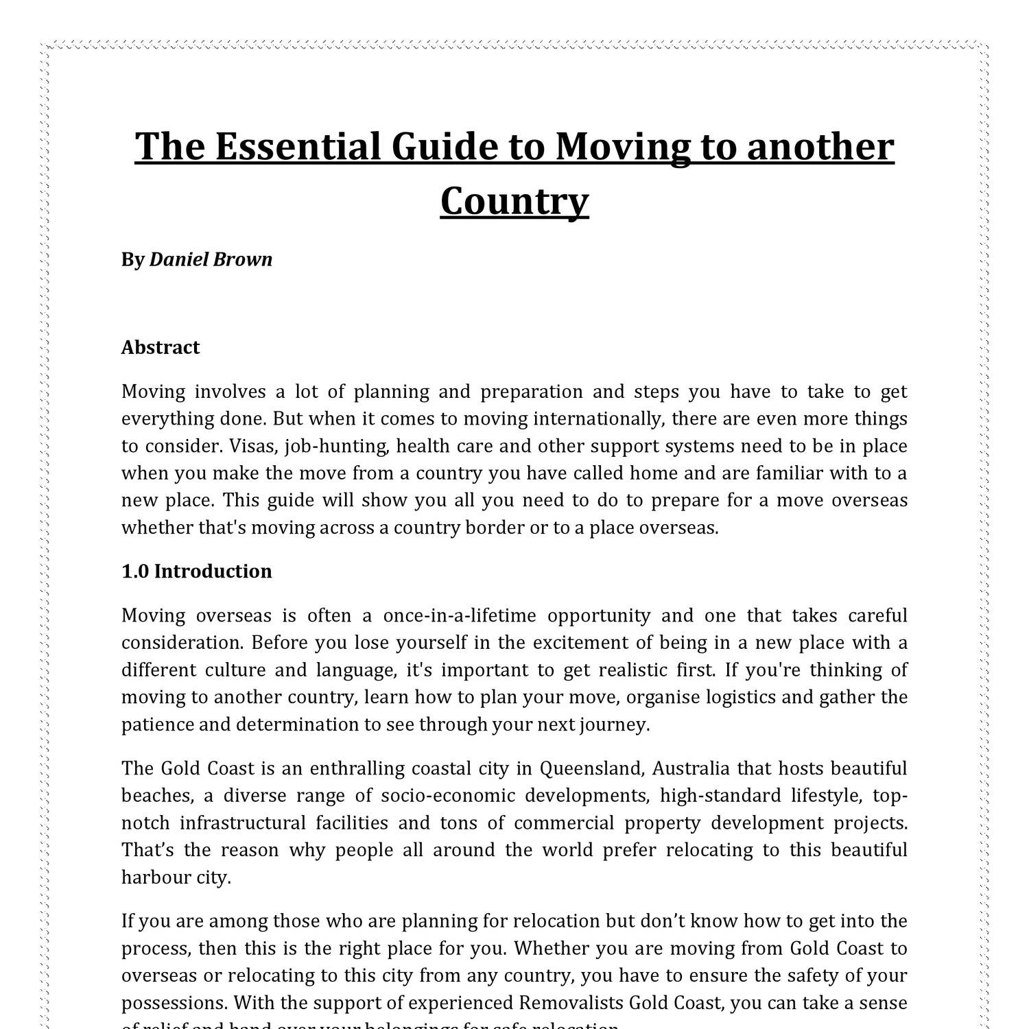 moving to a different country college essay