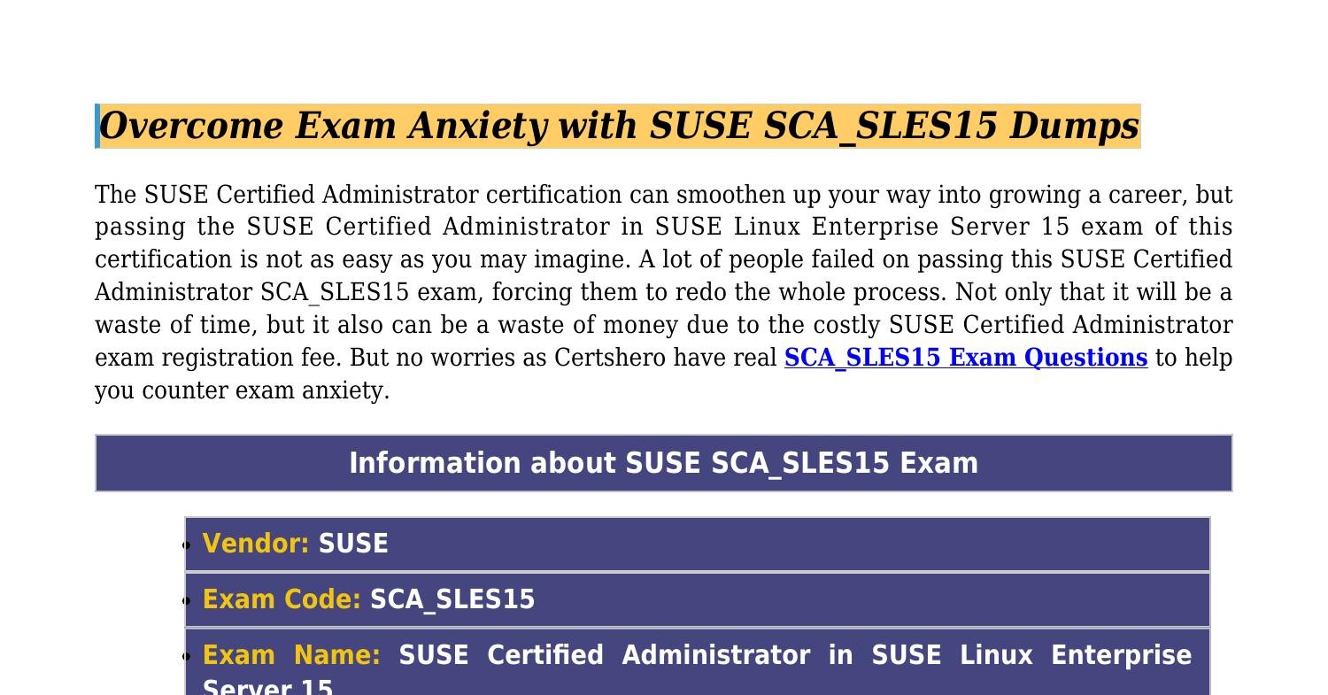 SCA_SLES15 Exam Syllabus