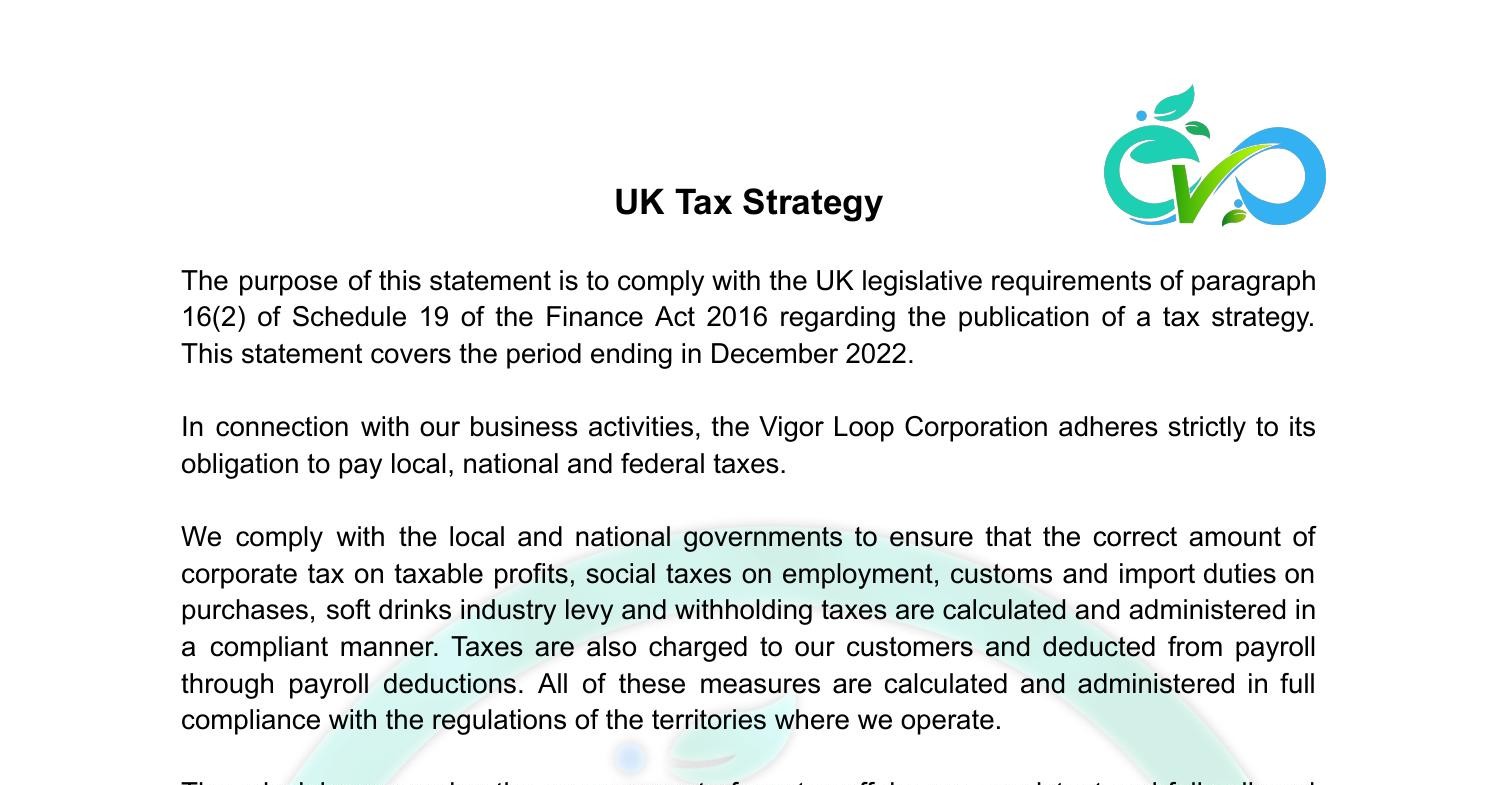 Uk Tax Strategy Vigor Loop Pdf Docdroid