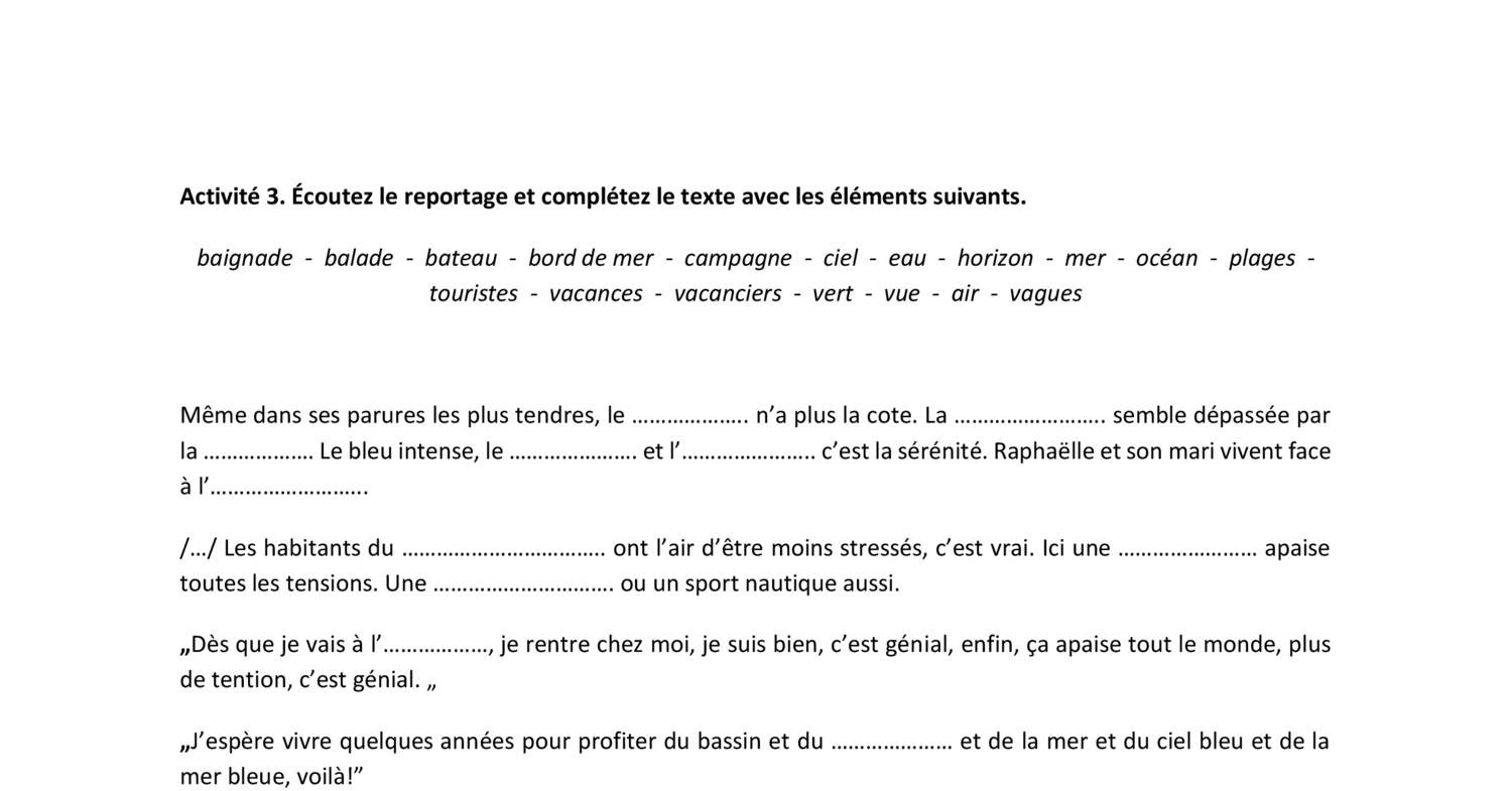 Texte À Trous Pour Personnes Âgées