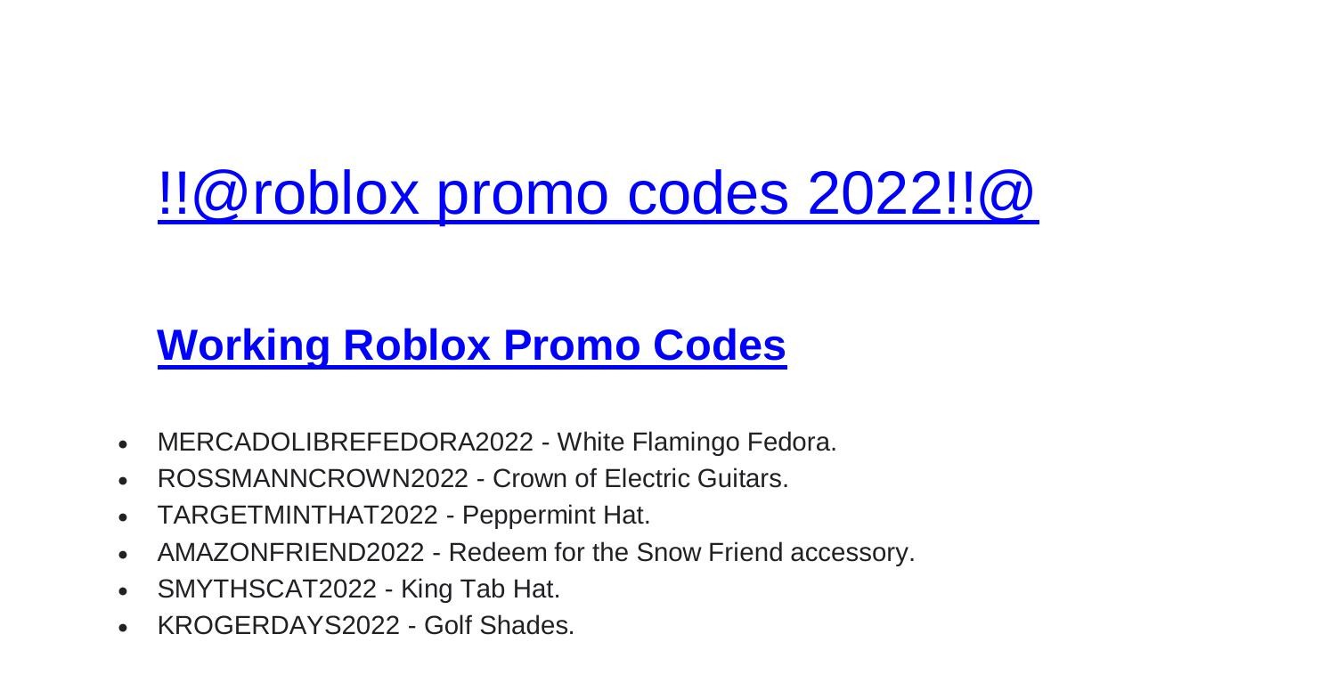 free promo codes roblox 2022