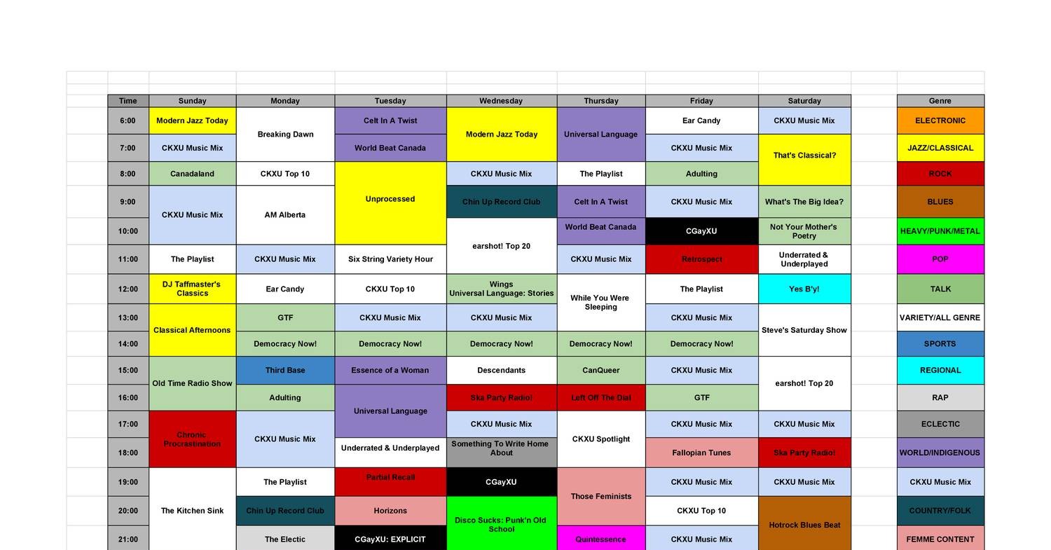 CKXU Programming Schedule - GENRE - June1st,2019.pdf | DocDroid