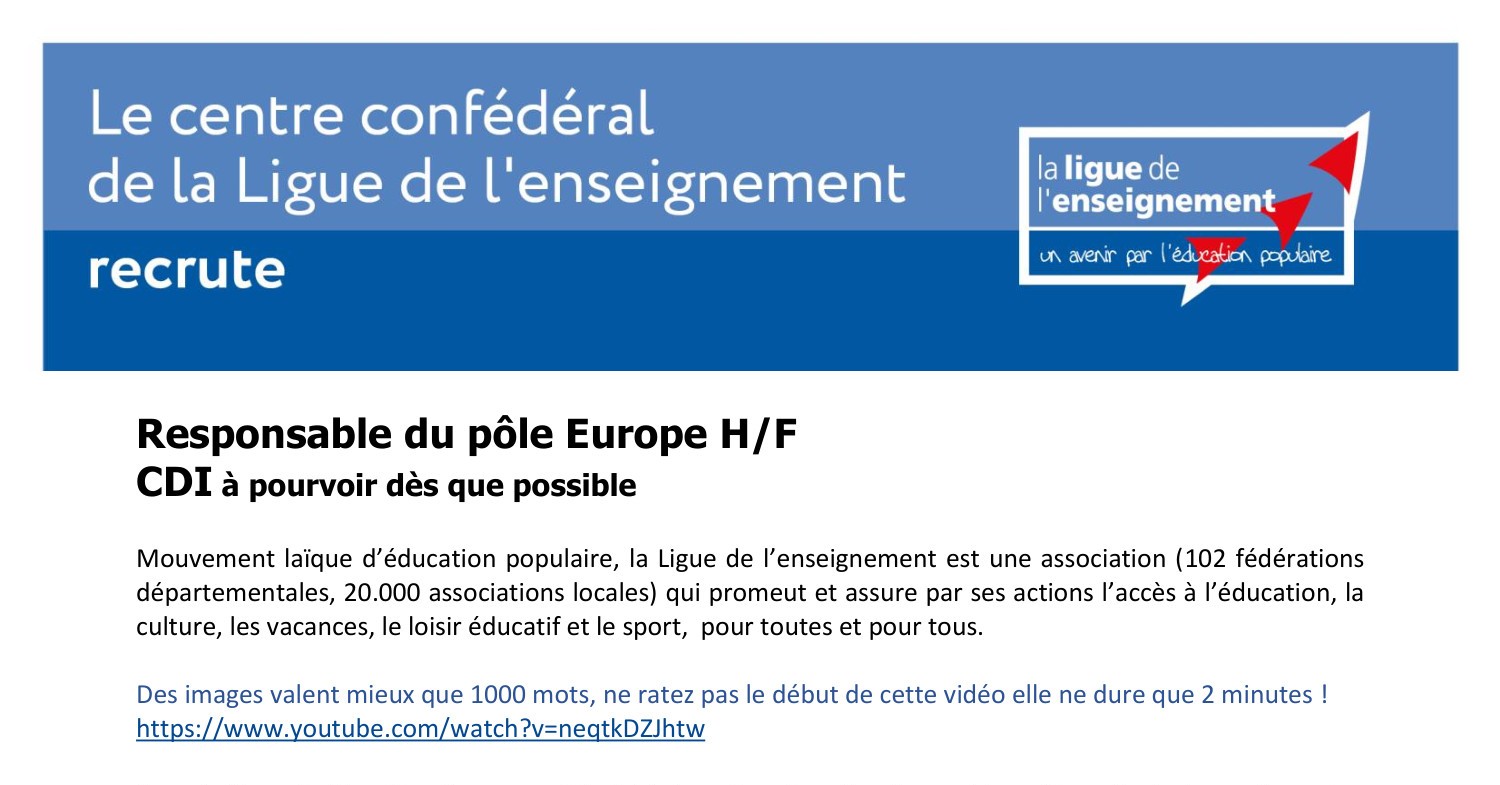 Offre D Emploi Responsable P Le Europe Pdf Docdroid