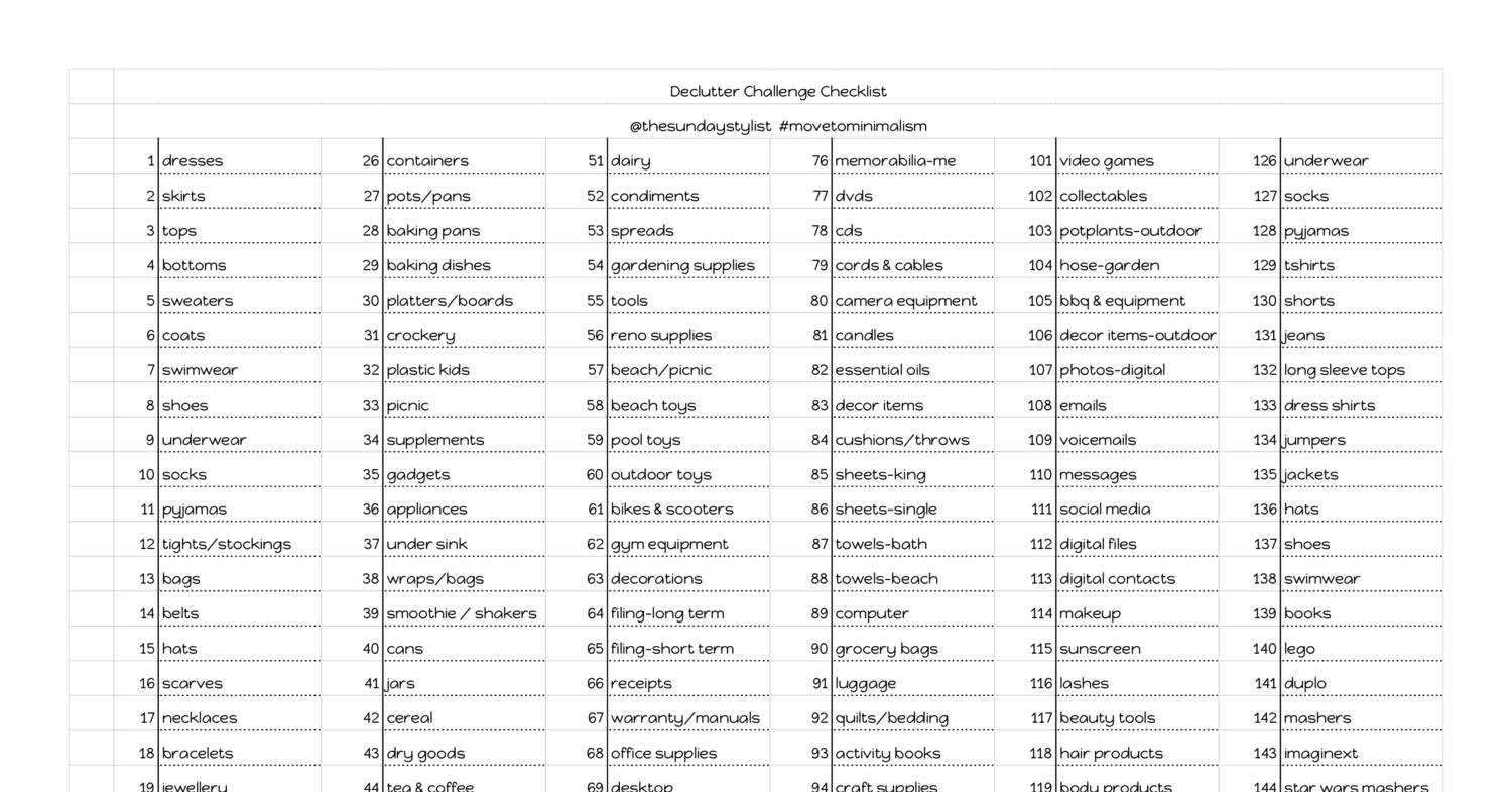 declutter checklist pdf