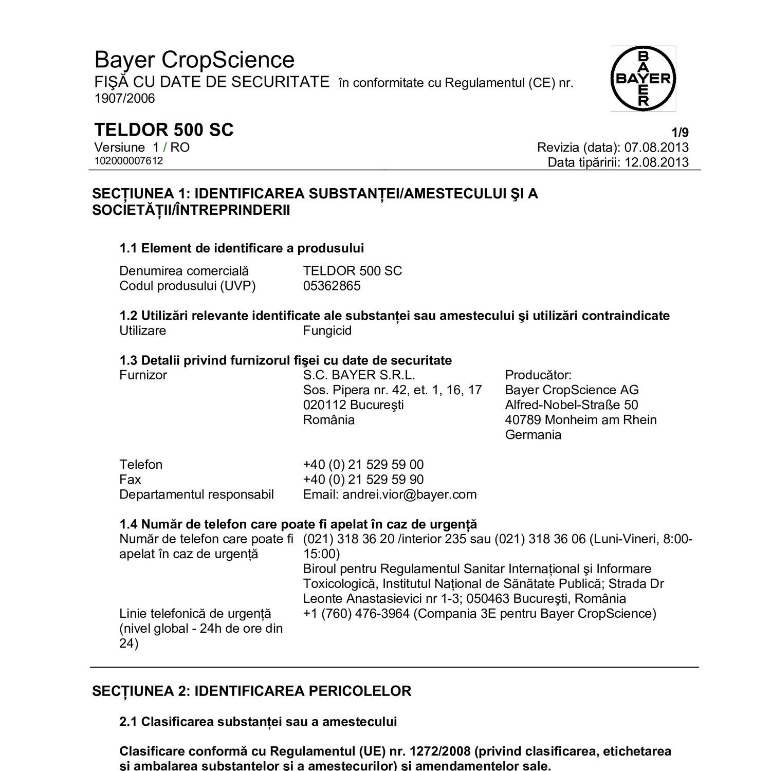 Fisa De Securitate Teldor 500 Sc Pdf Docdroid