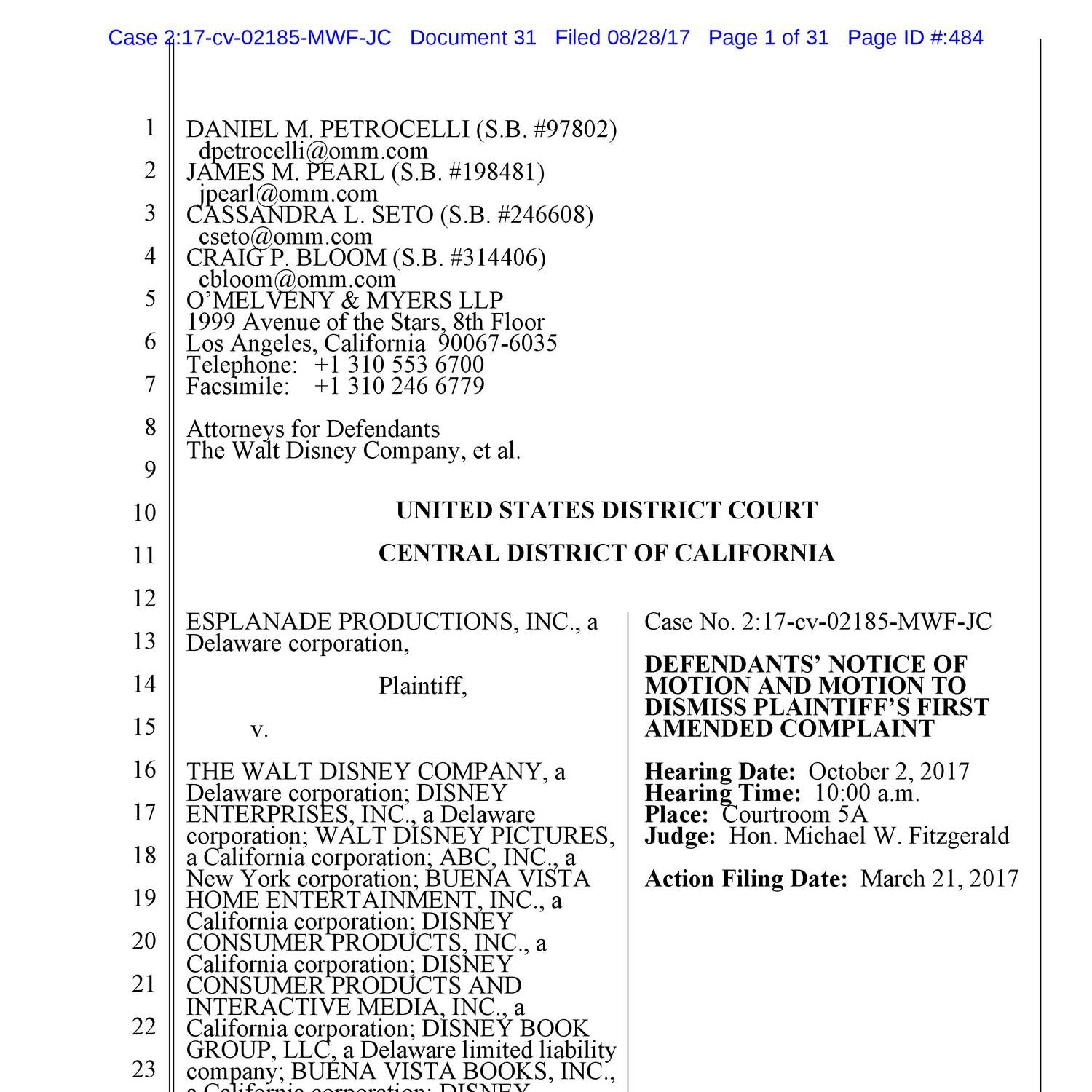 Disney Motion To Dismiss Pdf Docdroid