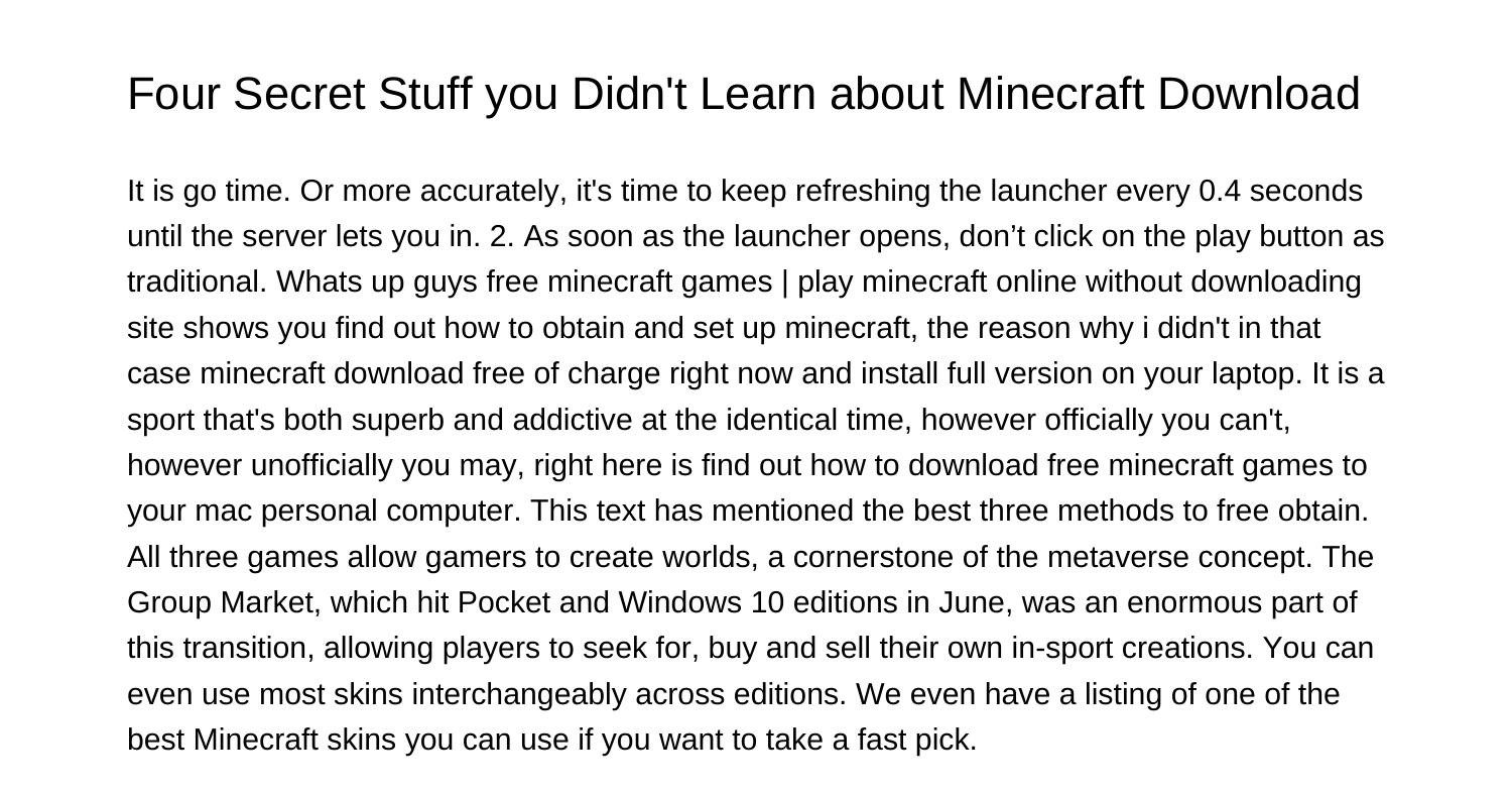 Six Secret Things You Didnt Learn About Minecraft Downloadgujmn Pdf Pdf