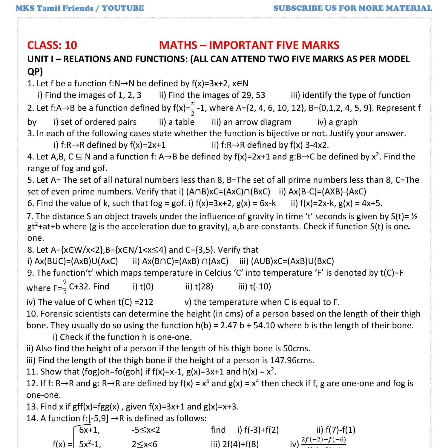 10th maths assignment answer english medium