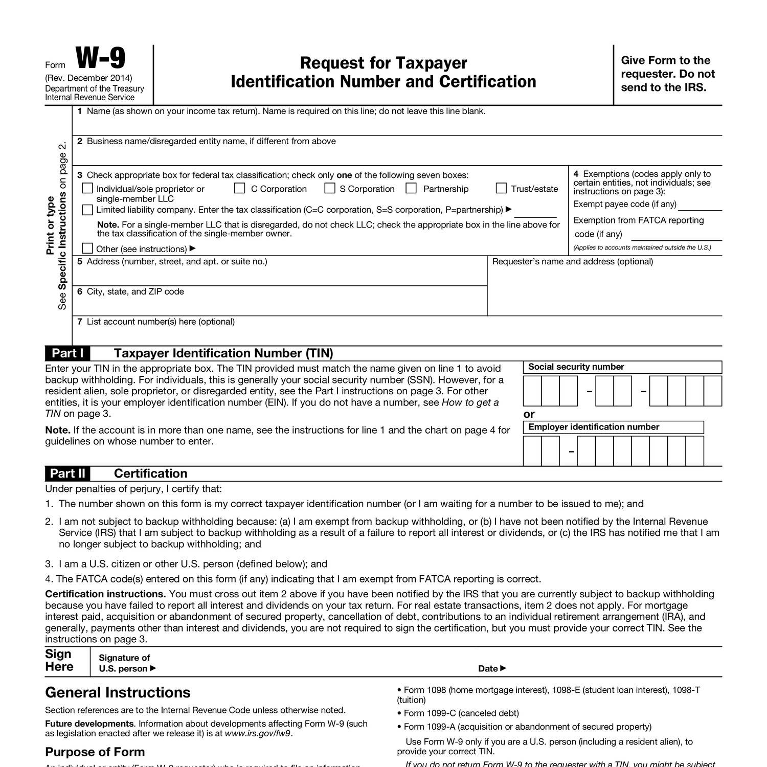 W9 Form 2025 Template Vilma Jewelle