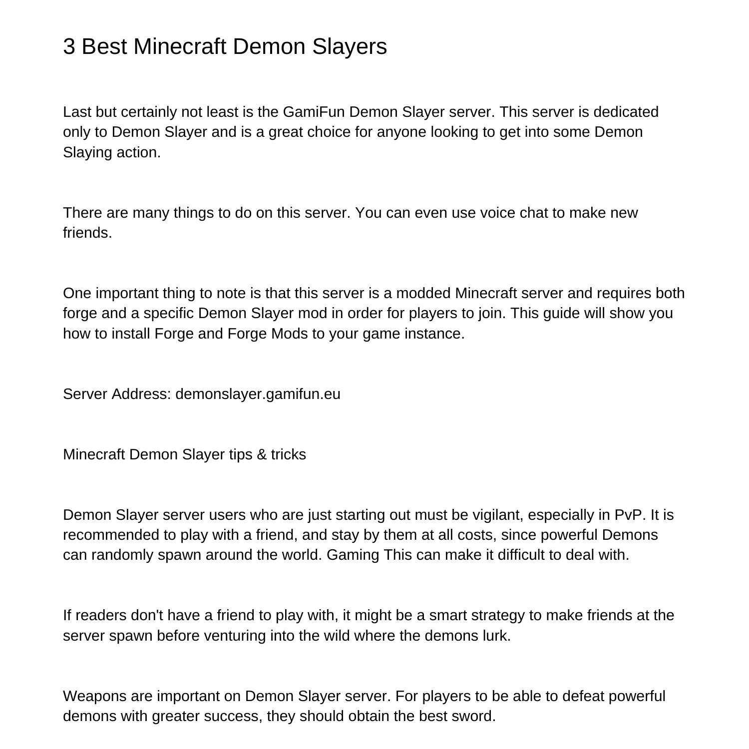 3 best Minecraft Demon Slayer servers