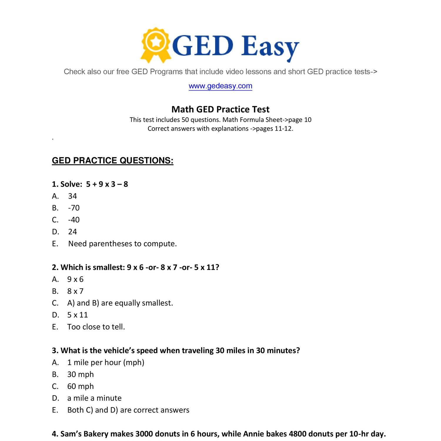 Free Printable Ged Worksheets